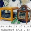 Jubba Mubarik Sharif (Cloak) of Prophet of Islam the infinite light Peace be upon Him in square display while the round one is the turban and tasbeeh of Sayedna Baba Ji Sarkar ra